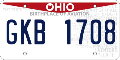 OH license plate GKB1708