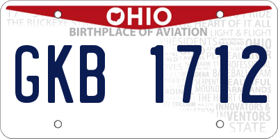 OH license plate GKB1712