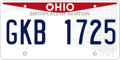 OH license plate GKB1725