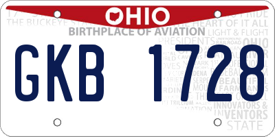 OH license plate GKB1728