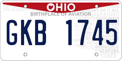 OH license plate GKB1745