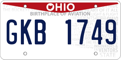 OH license plate GKB1749