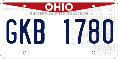 OH license plate GKB1780
