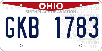 OH license plate GKB1783