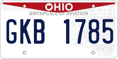 OH license plate GKB1785