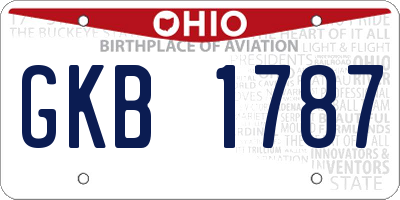 OH license plate GKB1787