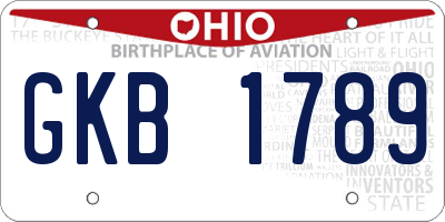 OH license plate GKB1789