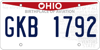 OH license plate GKB1792