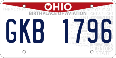 OH license plate GKB1796