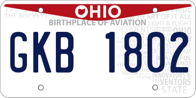 OH license plate GKB1802