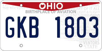 OH license plate GKB1803