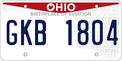 OH license plate GKB1804