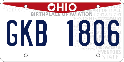 OH license plate GKB1806