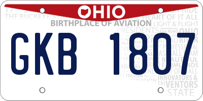 OH license plate GKB1807