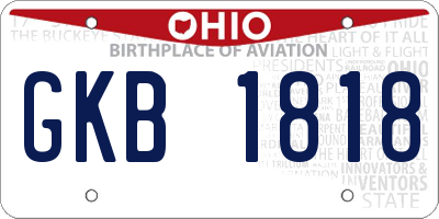 OH license plate GKB1818