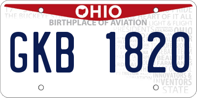OH license plate GKB1820