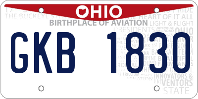 OH license plate GKB1830