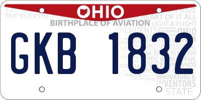 OH license plate GKB1832