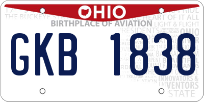 OH license plate GKB1838