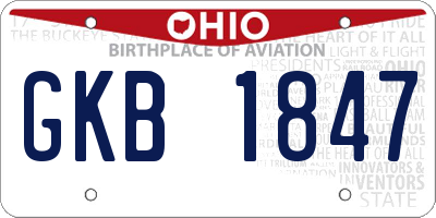 OH license plate GKB1847