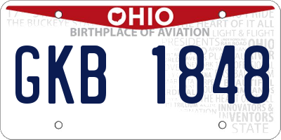 OH license plate GKB1848