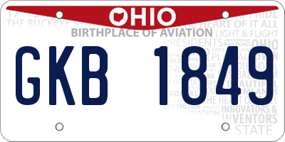 OH license plate GKB1849