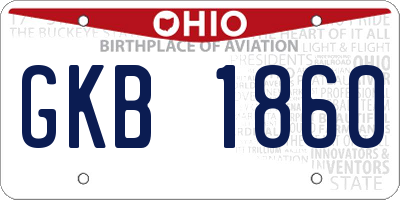 OH license plate GKB1860