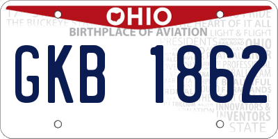 OH license plate GKB1862