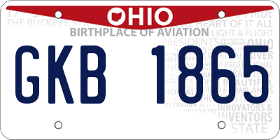 OH license plate GKB1865
