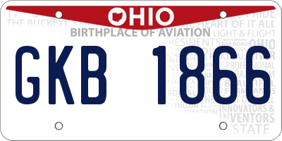 OH license plate GKB1866