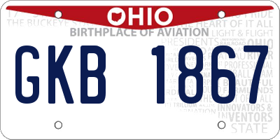 OH license plate GKB1867