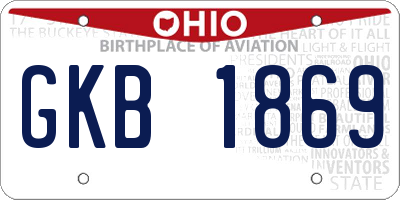 OH license plate GKB1869