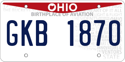OH license plate GKB1870