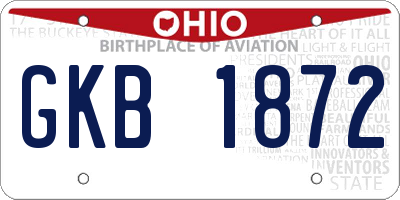 OH license plate GKB1872
