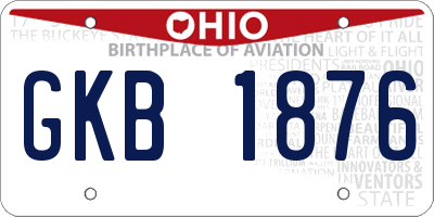 OH license plate GKB1876