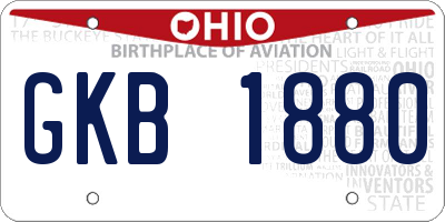 OH license plate GKB1880