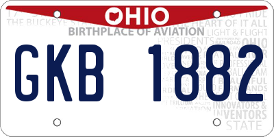 OH license plate GKB1882