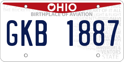OH license plate GKB1887