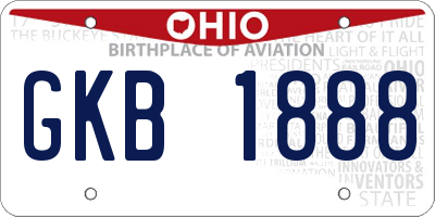 OH license plate GKB1888