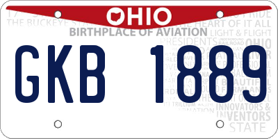 OH license plate GKB1889