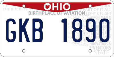 OH license plate GKB1890