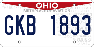 OH license plate GKB1893