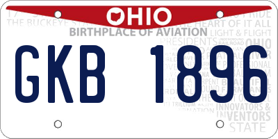 OH license plate GKB1896