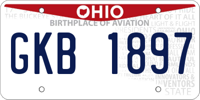 OH license plate GKB1897