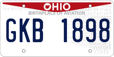 OH license plate GKB1898