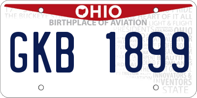 OH license plate GKB1899