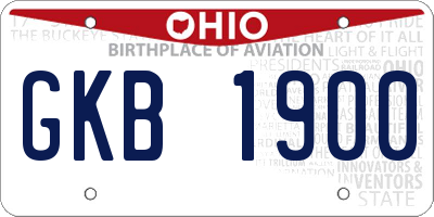 OH license plate GKB1900