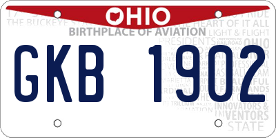 OH license plate GKB1902