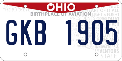 OH license plate GKB1905