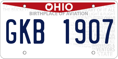 OH license plate GKB1907